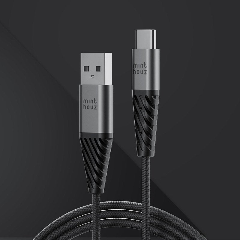 minthouz - USB-A 至 Type-C 快速充電線 (180厘米) MT-CA061G 適用於 Android/iPad 編 織尼龍+鋁合金 傳輸線