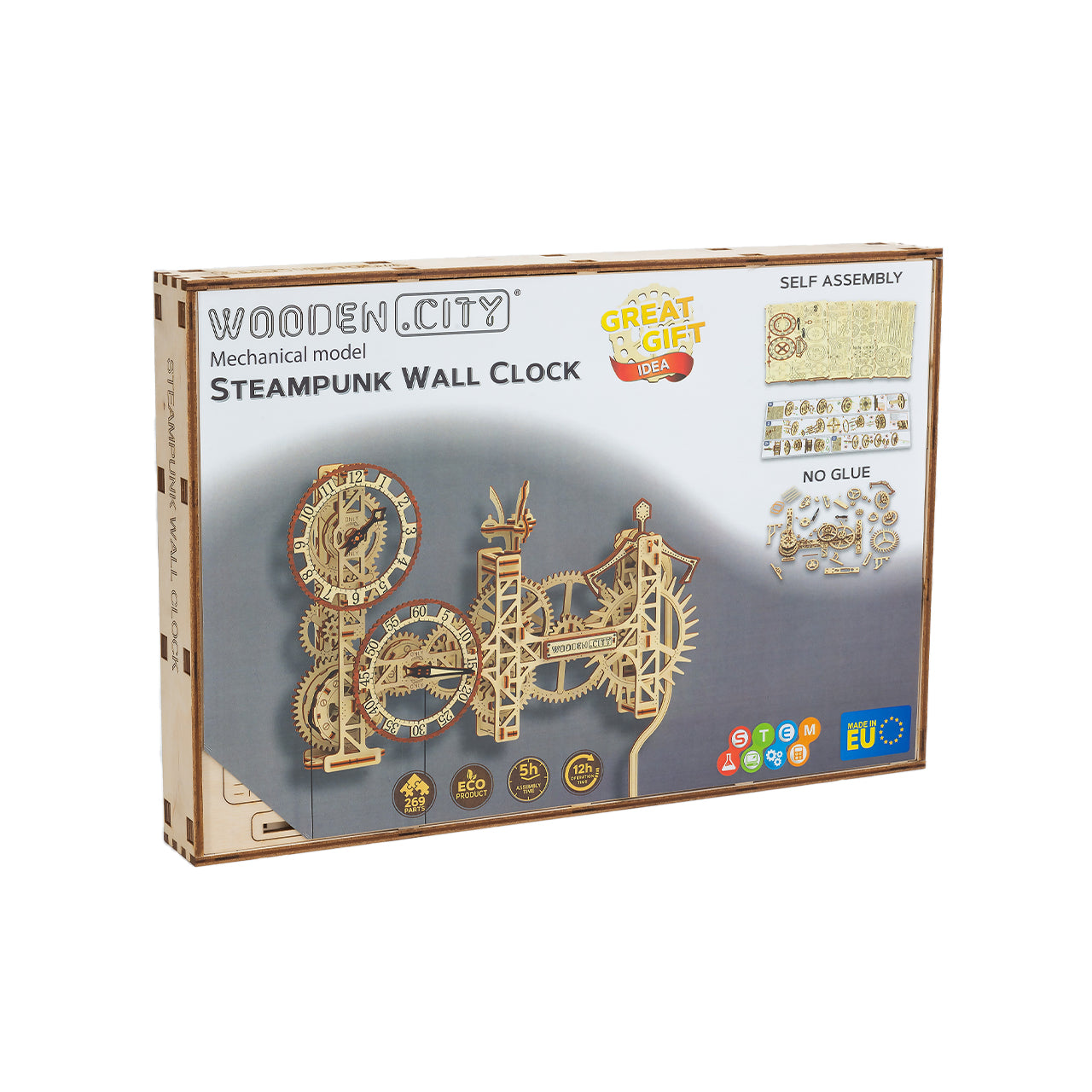 來自波蘭的禮物 WOODEN CITY Steampunk Wall Clock / 3D機械模型